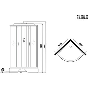 Душевая кабина Niagara NG-3502-14 100х100х215