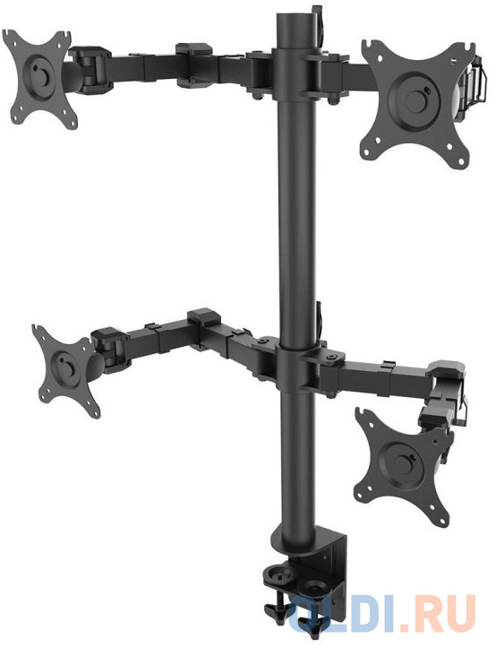 Кронштейн для 4-х мониторов ONKRON/ 10-32" макс. 100*100, струбцина, наклон -85?+90? поворот 360?, вылет от основания 0-385мм, вертикальное перем