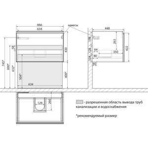 Тумба с раковиной Lemark Veon Mini 70х45 белый глянец (LM02VM70T, 641600) в Москвe