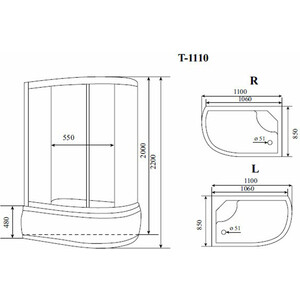 Душевая кабина Timo Standart 110х85х220 правая, стекло прозрачное (T-1110 R)