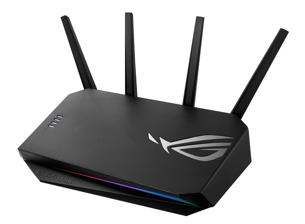 Wi-Fi роутер ASUS ROG STRIX GS-AX3000, 802.11a/b/g/n/ac/ax, 2.4 / 5 ГГц, до 2.4 Гбит/с, LAN 4x1 Гбит/с, WAN 1x1 Гбит/с, внешних антенн: 4, 1xUSB 3.0 (90IG06K0-MO3R10)