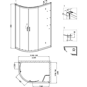 Душевой уголок Grossman Classic 120x80 правый, с поддоном, прозрачный, хром (GR-9120R)