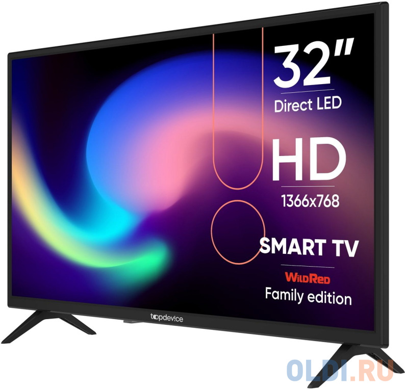 Телевизор 32" TopDevice TDTV32BS01H_BK черный 1366x768 60 Гц Smart TV Wi-Fi 3 х HDMI 2 х USB RJ-45