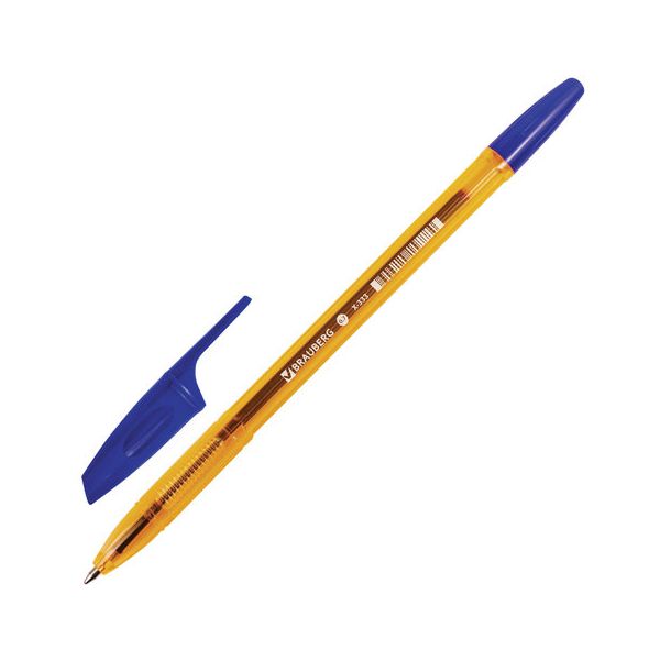 Ручка шариковая BRAUBERG X-333 AMBER, СИНЯЯ, корпус тонированный оранжевый, узел 0,7 мм, линия письма 0,35 мм, BP157, (100 шт.)
