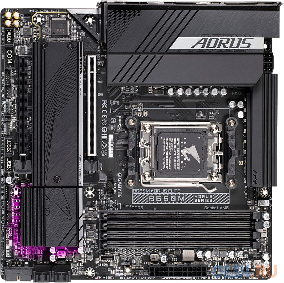 Материнская плата Gigabyte B650M AORUS ELITE SocketAM5 AMD B650 mATX AC`97 8ch(7.1) 2.5Gg RAID+HDMI+DP