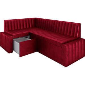 Кухонный диван Mebel Ars Вермут левый угол (бархат красный STAR VELVET 3 DARK RED) 213х82х133 см в Москвe