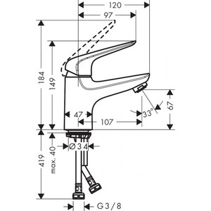 Смеситель для раковины Hansgrohe Novus с донным клапаном, хром (71024000)