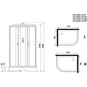 Душевая кабина Niagara NG-33394-14LG 130х90х215 левая