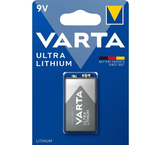 Батарея Varta Ultra, крона (6LR61/6LF22/1604A/6F22), 9V, 1 шт. (06122301401)