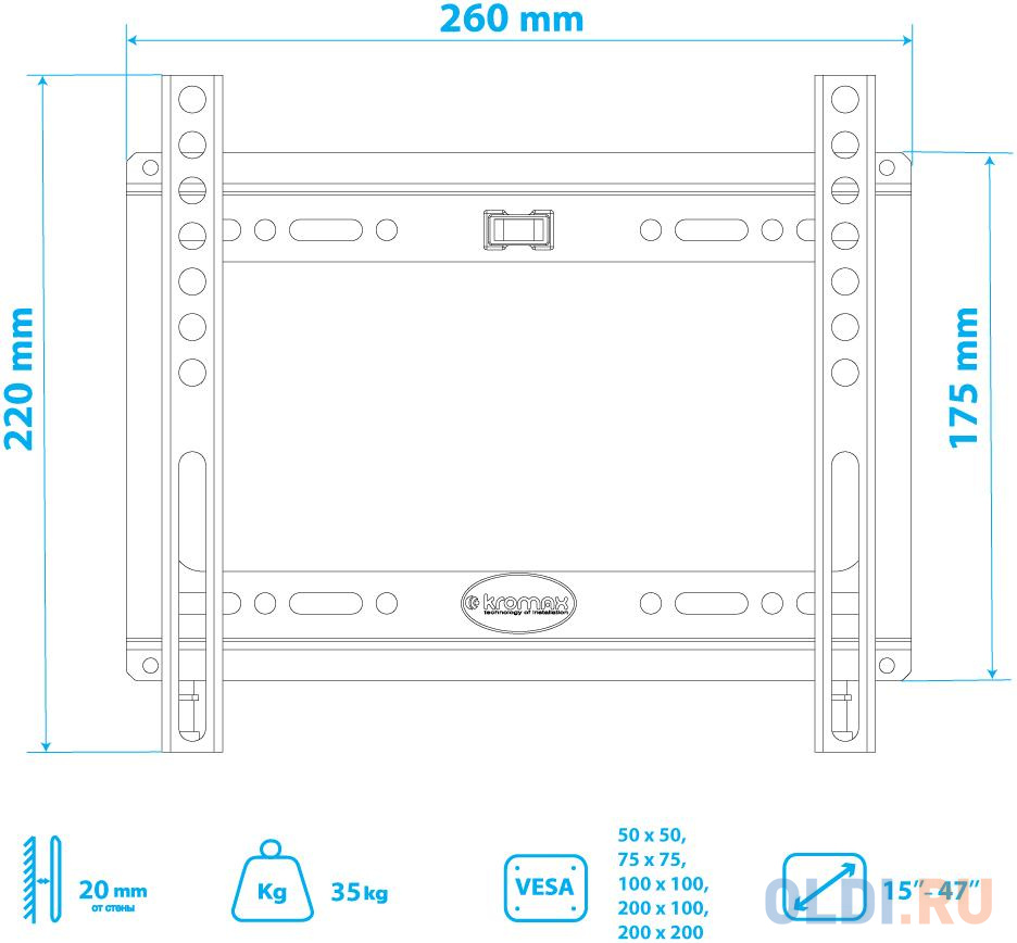 Кронштейн Kromax IDEAL-5 new White в Москвe