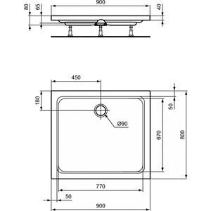 Душевой поддон Ideal Standard Hotline 90х80 (K277301)