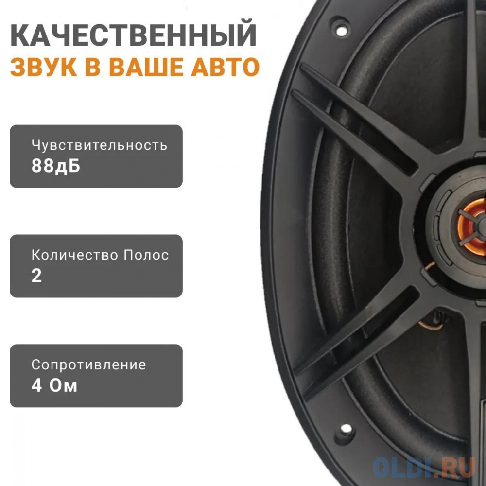 Колонки автомобильные Swat SP-C69 280Вт 88дБ 4Ом 15x23см (6x9дюйм) (ком.:2кол.) коаксиальные двухполосные