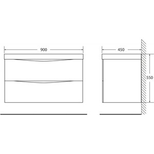 Тумба с раковиной BelBagno Marino 90 bianco opaco (MARINO-900-2C-SO-BO-P, BB900/450-LV-MR-PR)