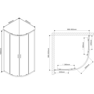 Душевой уголок Vincea Scala VSQ-2SC 90x90 прозрачный, хром (VSQ-2SC900CL)