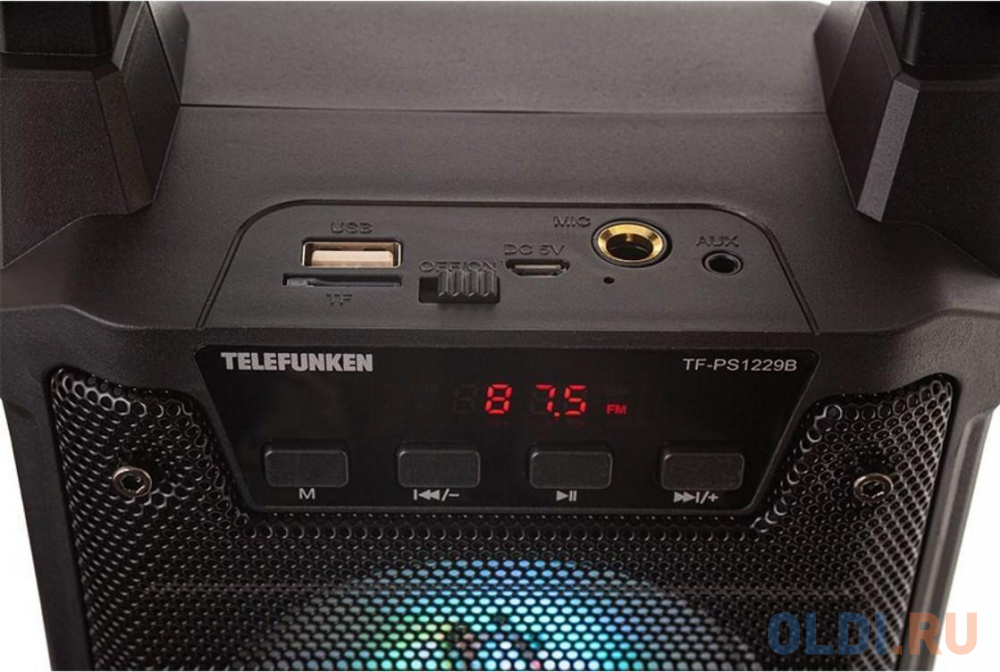 Колонка порт. Telefunken TF-PS1229B черный 8W 1.0 BT/3.5Jack/USB 1200mAh (TF-PS1229B(ЧЕРНЫЙ))