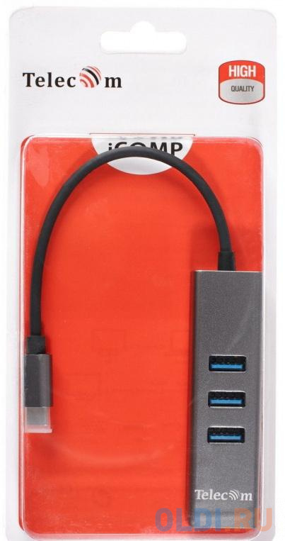 Концентратор USB Type-C TELECOM TA310C 4 х USB 3.0 серебристый