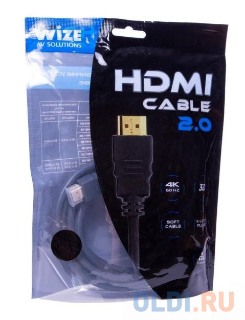 Кабель HDMI 0.5м Wize CP-HM-HM-0.5M круглый темно-серый