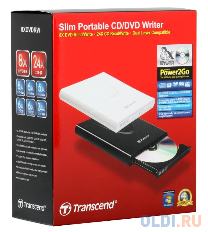 Оптич. накопитель ext. DVD±RW Transcend Black <Slim, USB 2.0, Retail в Москвe