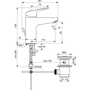 Комплект смесителей Ideal Standard Ceraflex 3 в 1 для раковины и ванны с душем (BD001AA)