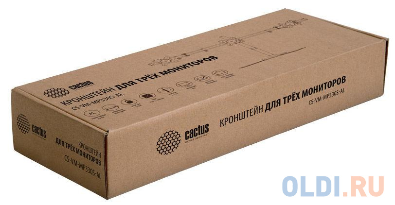 Кронштейн для мониторов Cactus CS-VM-MP330S-AL серебристый 15"-24" настольный наклон до 8кг