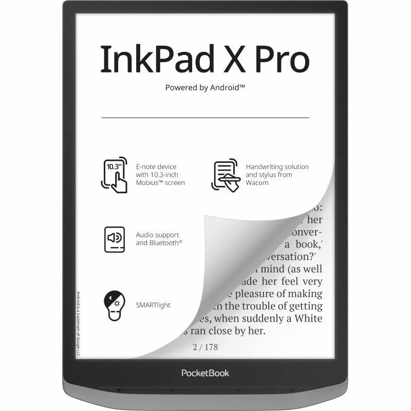 Электронная книга PocketBook X Pro, 10.3" 1404x1872 E-Ink Mobius Carta Touch, 32Gb, Wi-Fi, 3.2 А·ч, серый (PB1040D-M-WW)