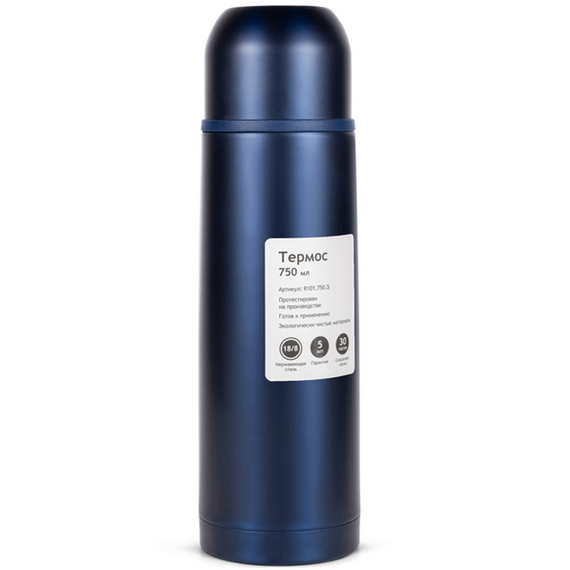 Термос Relaxika + стикерпак 7 вершин 750ml Dark Blue R101.750.3