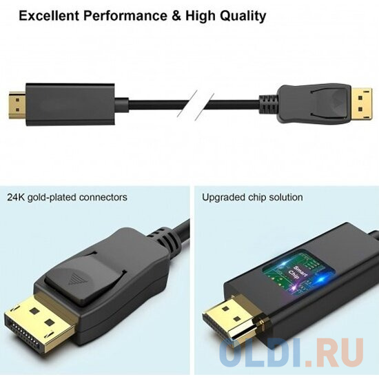 KS-is KS-744-1.8 Кабель DP 20M HDMI 19M 4K экран.1.8м