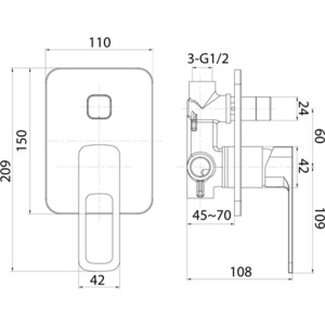 Смеситель для душа IDDIS Slide встраиваемый, черный (SLIBL00i67)