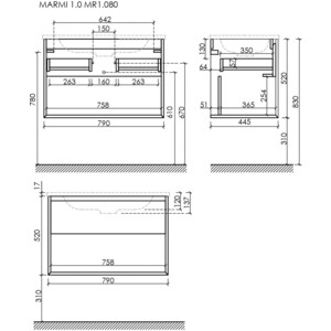 Тумба под раковину Sancos Marmi 1.0 80х45 дуб чарльстон (MR1.080ECH)