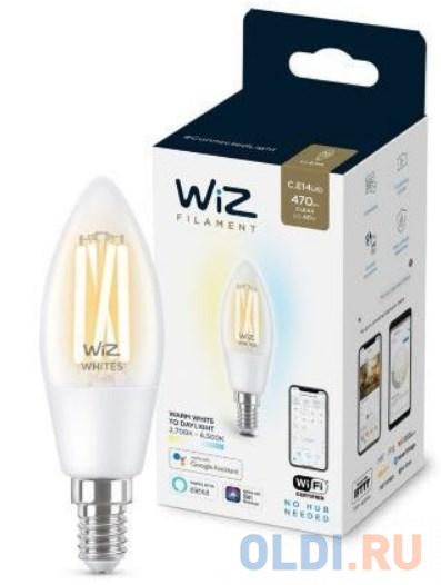 Лампа светодиодная WiZ Wi-Fi BLE 40W C35 E14927-65CL1PF/6