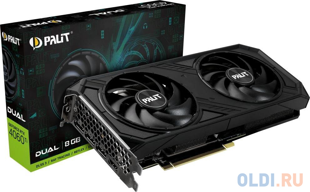 Видеокарта Palit PCI-E 4.0 RTX4060Ti DUAL NVIDIA GeForce RTX 4060TI 8Gb 128bit GDDR6 2310/18000 HDMIx1 DPx3 HDCP Ret