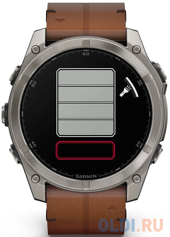 Смарт-часы Garmin Fenix 8 AMOLED Sapphire титановый серый, каштановый кожаный ремешок 51мм