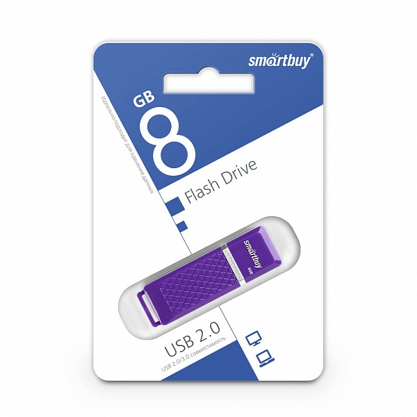 Флэшка Smartbuy USB 2.0 Flash Drive 8GB Quartz series Violet (SB8GBQZ-V)