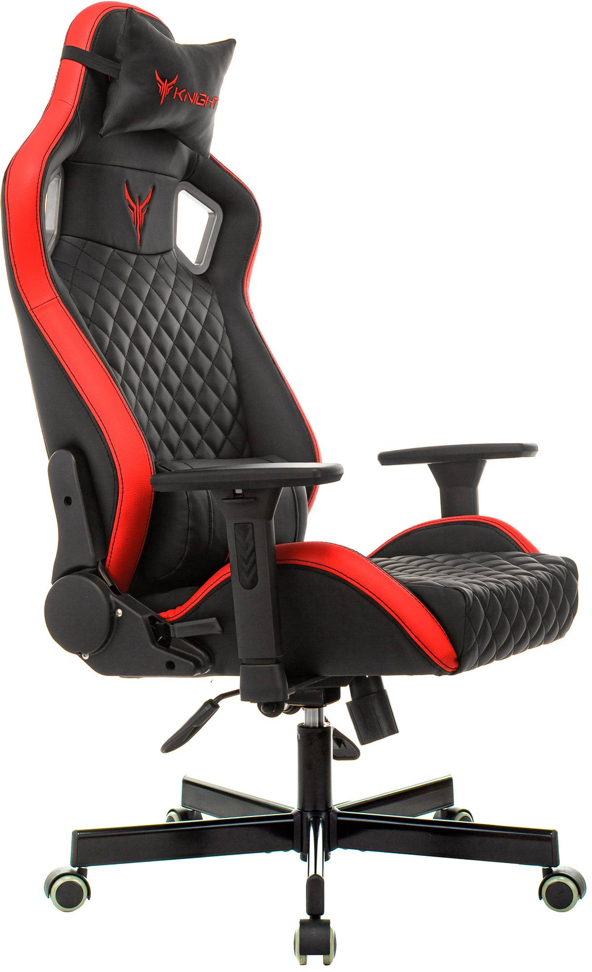 Кресло игровое Knight Outrider, обивка: эко.кожа, цвет: черный/красный, рисунок ромбик
