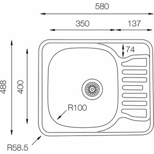 Кухонная мойка Wellinox COL580.488.GT8K нержавеющая сталь в Москвe