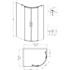 Душевой уголок Grossman Galaxy 120x90 с поддоном, прозрачный, хром, левый (GR-4121L, GR-41210920L)