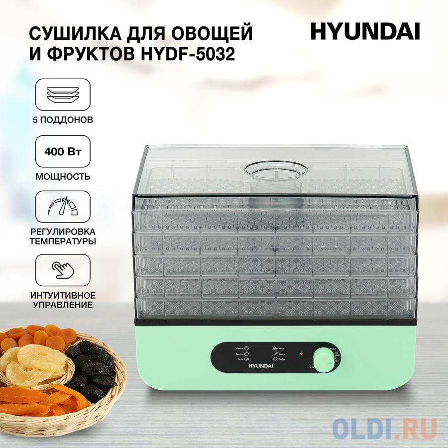 Сушка для фруктов и овощей Hyundai HYDF-5032 5под. 400Вт мятный в Москвe