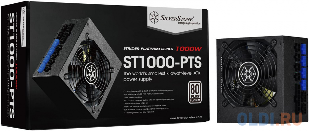 SST-ST1000-PTS Strider Platinum Series, 1000W 80 Plus Platinum, ATX PC Power Supply, 120mm HYB quient fan, 140mm depth, 100% modular, RTL {4} (226575) в Москвe