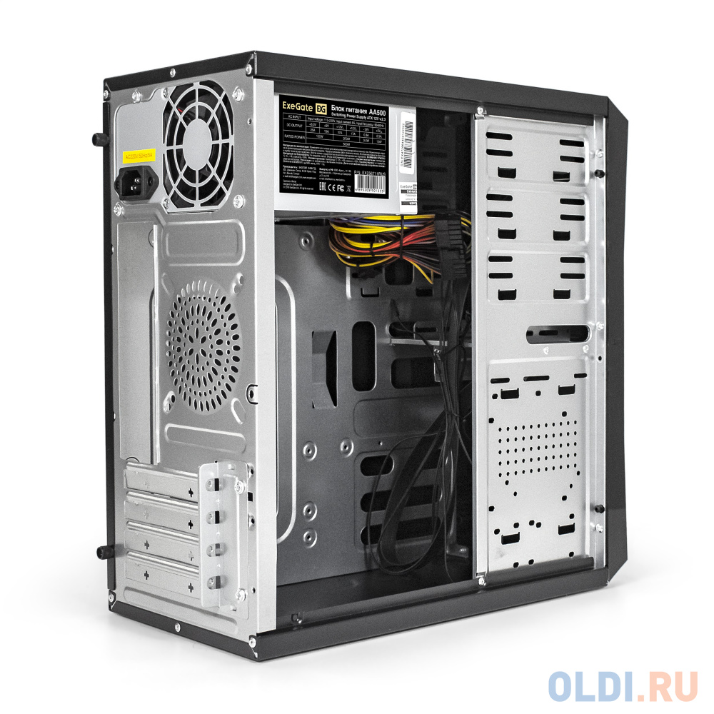 Корпус Minitower ExeGate BA-204U-AA500 (mATX, БП AA500 с вент. 8см, 2*USB+2*USB3.0, аудио, черный)