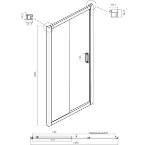 Душевая дверь Ambassador Forsa 150х200 тонированная, черный (17022221ABB)