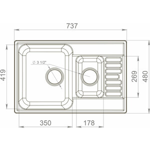 Кухонная мойка GranFest Quarz GF-Z21 K с сифоном, серая