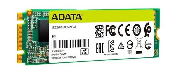 Накопитель SSD 512GB A-DATA Ultimate SU650, M.2 2280, SATA III, [R/W - 550/510 MB/s] 3D-NAND TLC в Москвe