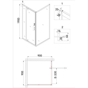 Душевой уголок Niagara Nova 90х90 прозрачная, черный (02900831BLACK)