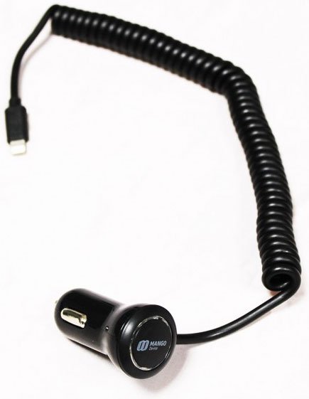 Автомобильное зарядное устройство MANGO Device, кабель Lightning 8-pin, черный (XBX-016)