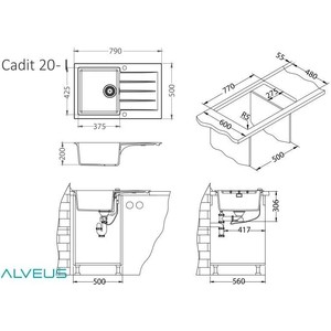 Кухонная мойка Alveus Cadit 20 granital, arctic (1132022)