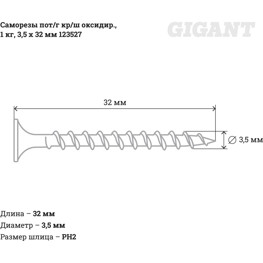 Оксидированные саморезы Gigant