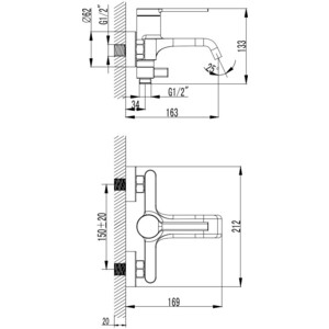 Смеситель для ванны AQUAme Asti металл (AQM6412GM)