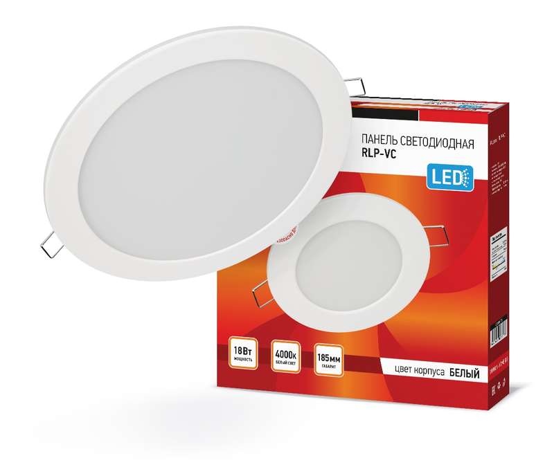 Светильник светодиодный RLP-VC 18Вт 230В 4000К 1440лм 185мм бел. (Аналог Downlight) IP40 IN HOME 4690612023373 в Москвe