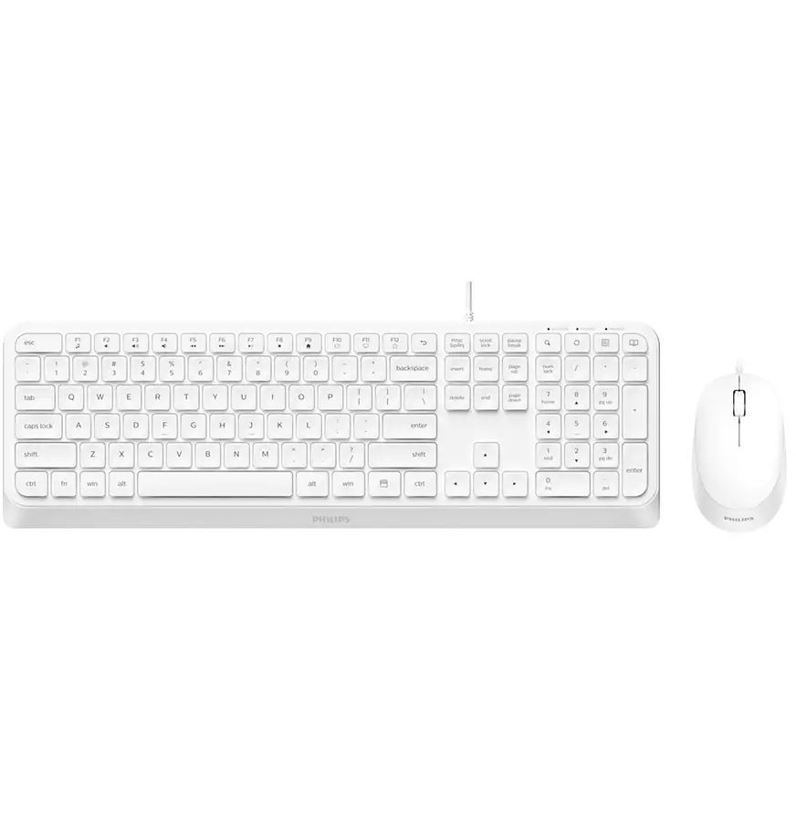 Набор клавиатура + мышь Philips SPT6207W (Клавиатура SPK6207W+Мышь SPK7207W) RUS белый (SPT6207W/87)