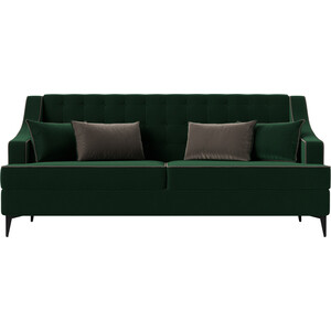 Прямой диван Лига Диванов Марк велюр зеленый\коричневый (111897)